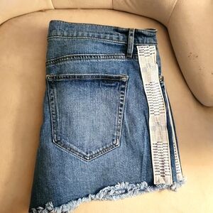 LOFT Blue Jean Shorts with Frayed Hem